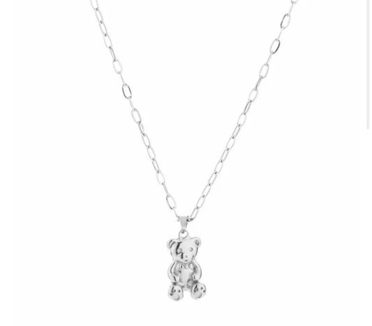 Teddy bear necklace | Silver