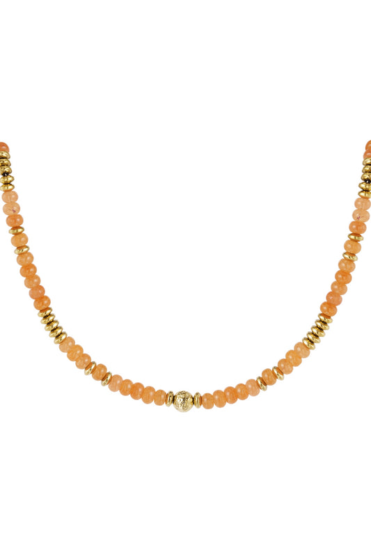 Ketting kleurrijke stenen | oranje & gouden steen