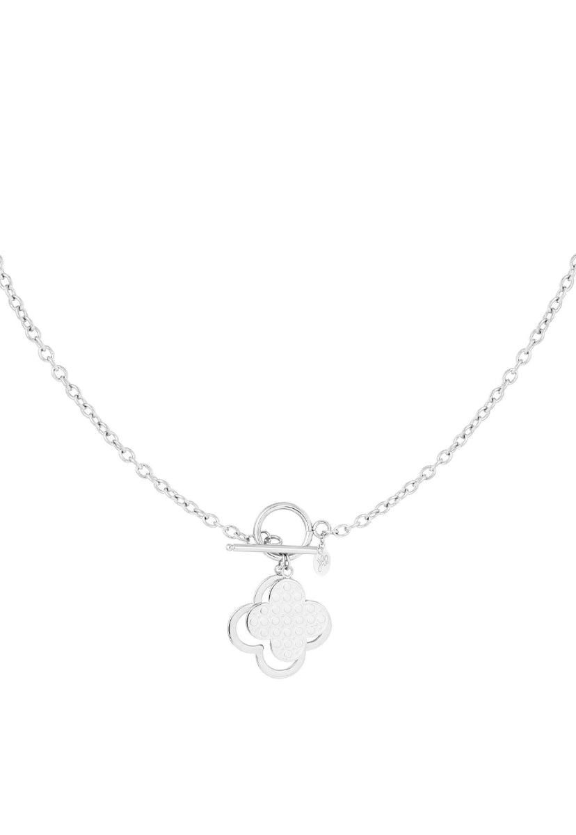 Ketting statement klaver | silver