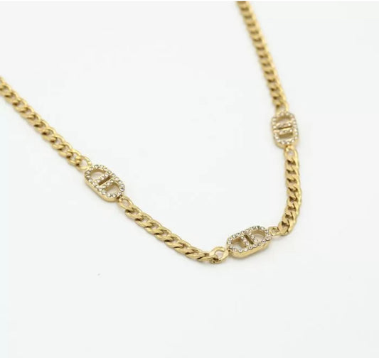 Triple CD schakel ketting | Gold