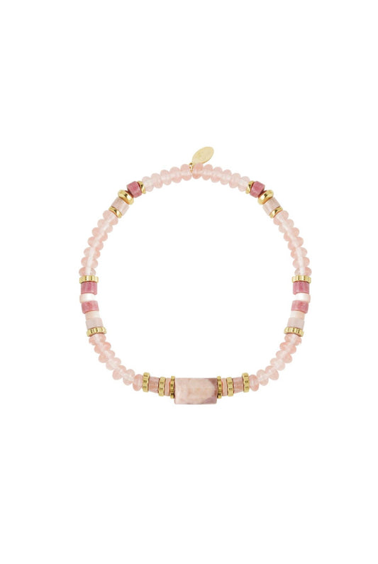 Bracelet beads party Natural stones collection | Pink & Gold