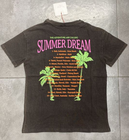 Summer dream back print t-shirt | Dark grey