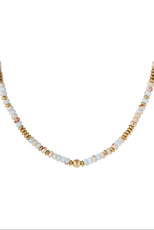 Ketting kleurrijke stenen | blauw & gouden steen